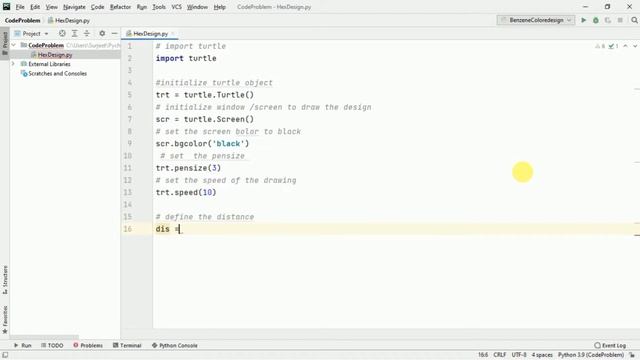 Hexagon Design with python Turtle | Python Turtle Tutorial | Python graphics tutorial