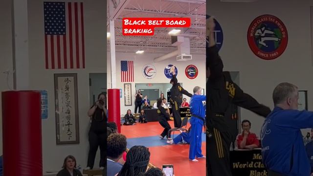 Taekwondo black belt board braking exam! Congratulations to the new black belt! Congrats Ivan!