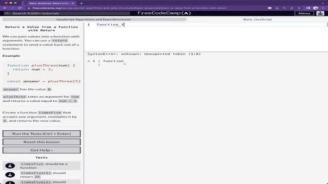 Return A Value From A Function With Return