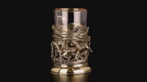 Подстаканник Русская тройка (Латунь, стекло)