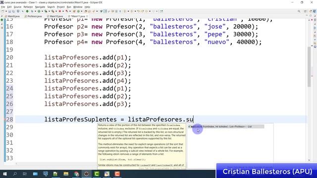 List ArrayList de Objetos en JAVA metodos isEmpty contains SubList Filtrar Lista смотреть онлайн