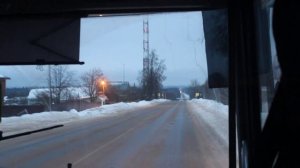 Зимний вечерний рейс автобуса "Волоколамск - Сычево" с заездом в поселок к станции Чисмена