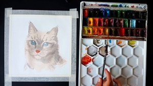 Часть 2 Как нарисовать кота для начинающих. Кот акварелью поэтапно. Урок по акварели