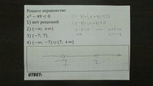 Решите неравенство x^2-49 меньше 0 | ОГЭ 2017 | ЗАДАНИЕ 8 | ШКОЛА ПИФАГОРА