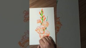 Гладиолусы - рисуем масляной пастелью.