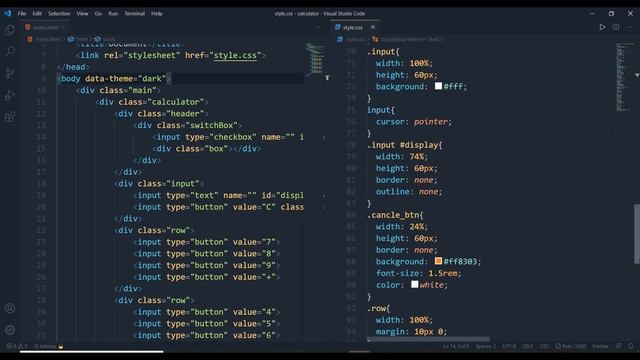 Dark mode - Calculator using html, Css and Javascript  || #HTML #CSS #JS