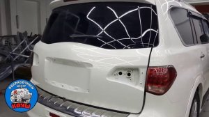 Покраска пятой двери автомобиля Infiniti QX56 в Покрасочном центре Коуш.