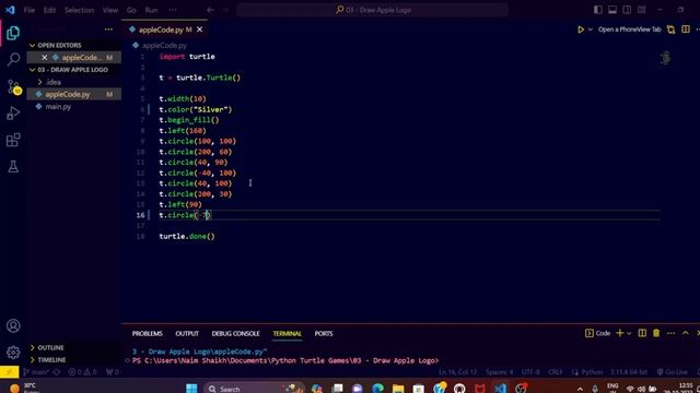 Python Turtle Tutorial | Drawing the Apple Logo Step by Step ?