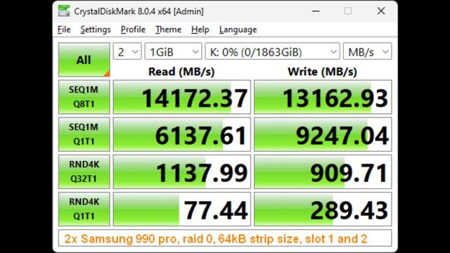 Z790 raid0 test, 4 SSD, 3x Samsung 990 pro, 1x Seagate 530 смотреть онлайн