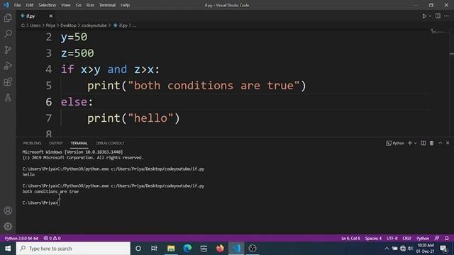 Logical operator use in if else statement in python