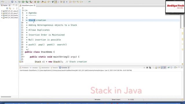 # 88 Stack Class in Java | Java - The Stack Class | Stack |Java Stack Class|Stack in Java|RedSysTec