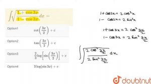 `intsqrt((1+cos 3x)/(1-cos3x))dx=`