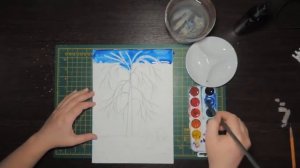 Рисуем с детьми свечой и акварелью на бумаге. Волшебный рисунок «Белая береза»