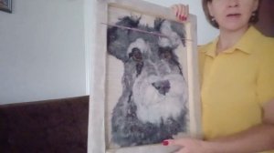 Картины из шерсти Портрет щенка Резеншнауцера Настенное панно.