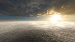 Бесплатный Футаж 4К Океан на закате  Панорама воды и моря в бесконечный цикл версия 01