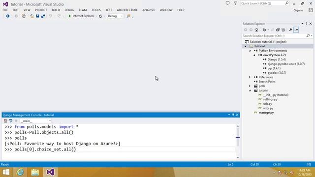 PTVS: A very short overview of Django inside Visual Studio смотреть онлайн