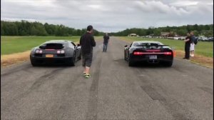 Bugatti Chiron vs. Veyron SS racing on the runway