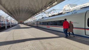 Высокоскоростной поезд "Сапсан" №775А С. Петербург - Москва отправляется с Московского вокзала