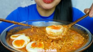 ASMR SPICY CHEESY NOODLES + SOFT BOIL EGGS (RELAXING EATING SOUNDS) NO TALKING | SAS-ASMR