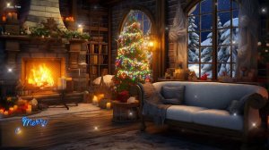 Cozy Christmas Ambience 2024 🎄 Instrumental Christmas Music with Cracking Fireplace