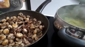 Суп с шампиньонами и фасолью