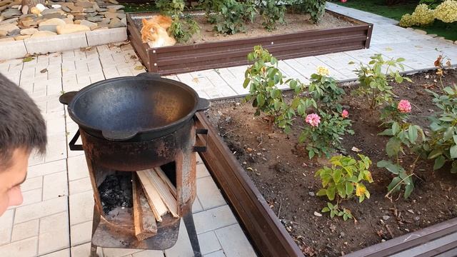Мясо в кисло-сладком соусе с овощами и грибами в казане. Стир фрай.