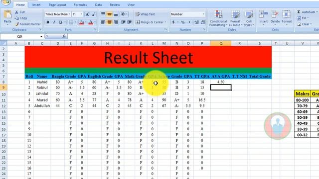 Student Result Sheet Bangla Tutorial. MS Excel Bangla Tutorial 2023. Result sheet তৈরির নিয়ম।part-0