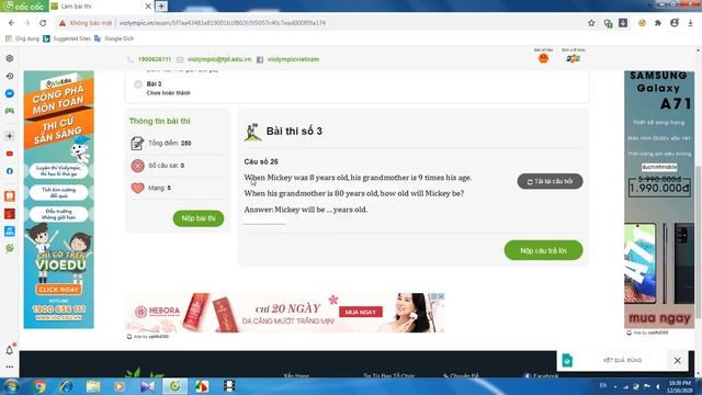 Violympic Toán TA Lớp 3 Vòng 5 năm 2020 2021 đạt 800 điểm tuyệt đối Có hướng dẫn giải chi tiết hay смотреть онлайн