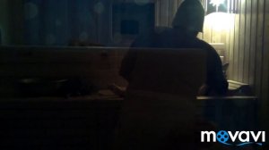 С внуками паримся в бане.