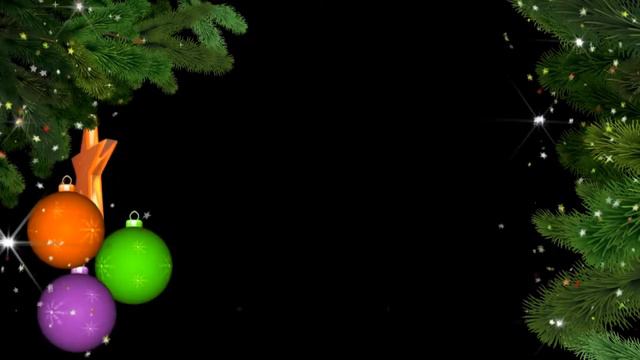 Футаж Рамка с еловыми ветками и шарами смотреть онлайн