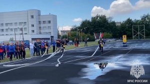 Боевое развертывание в рамках межрегиональных соревнований по пожарно-спасательному спорту