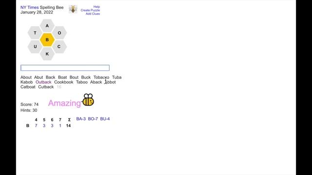 Hints - Enhanced NYT Spelling Bee