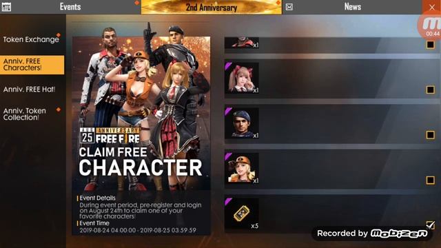 FREE FIRE 2nd anniversary evant full details,how to claim character,badge of war token, смотреть онлайн
