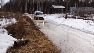 Off road Соболь 4*4, полноприводный соболь. Проезд по замерзшей луже. 29.03.15.