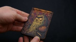 Зажим из кожи с тиснением Огурчик Рик