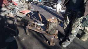 Самодельный дровокол. Подключение к мотоблоку