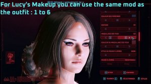 Cyberpunk 2077 - Requested Sliders [1.6] (Also for those who wants Lucy's Outfits, Hair and Makeup)