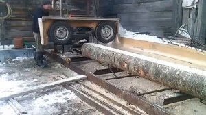 Самодельная бензиновая ленточная пилорама 1