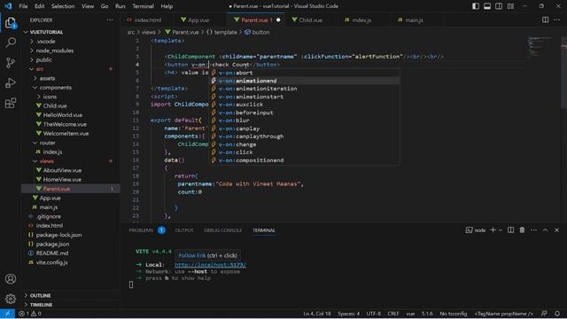 Part-9 | step by step learn vue js 3 from beginner to advance in hindi | Events