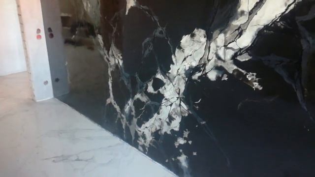 Венецианская штукатурка под черный мрамор