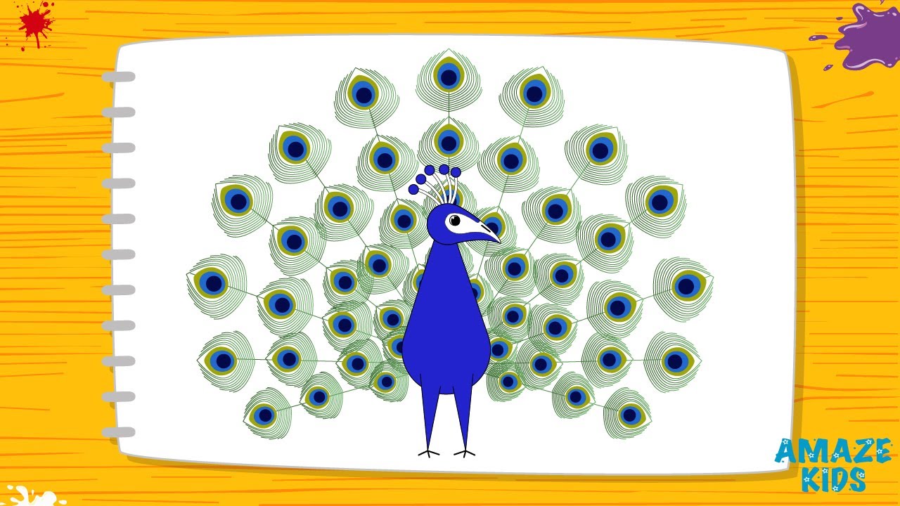 Как Нарисовать Павлина для Детей. Рисунки Своими Руками. Учимся Рисовать Животных. Уроки Рисования смотреть онлайн