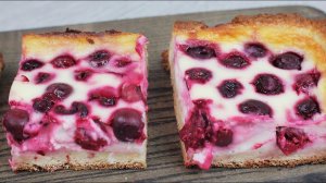 Пирог - Бомба. Творожный сметанник с вишней. Сметанный пирог к чаю.