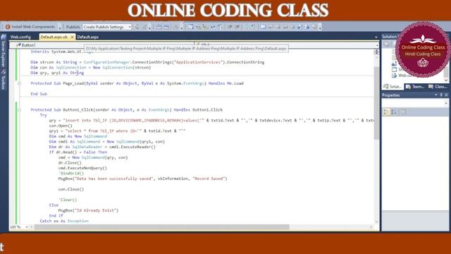 How to multiple ip address ping using asp.net/vb.net | online coding class