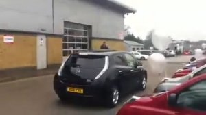 Richard Todd drives away in his Nissan LEAF from Waltham Abbey