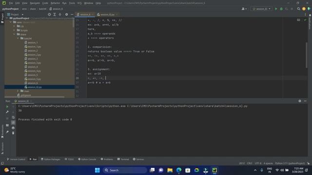 Session_6 - Operators #pythontutorialsforbeginners   #PythonCourse