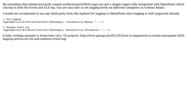 Sharepoint: Should I use a third-party logging framework? (6 Solutions!!) смотреть онлайн