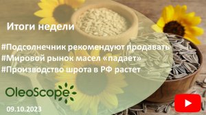 Итоги недели. Подсолнечник рекомендуют продавать, рынок масла "падает", производство шрота растет