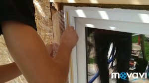 Как приклеить элементы примыкания с сеткой на фасаде каркасного дома, отделка СФТК Мокрый Фасад