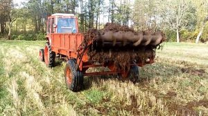 Т-25 и навозоразбрасыватель 1-ПТУ-4.0(РОУ-4) -Первый выезд