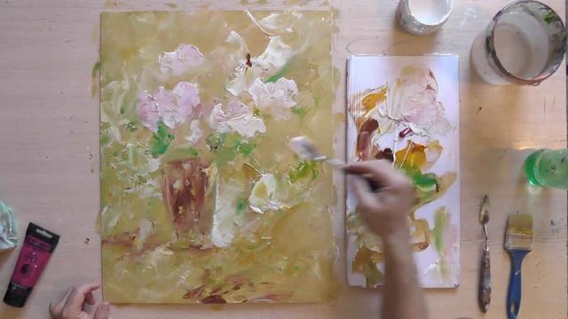 Рисовать цветы акрилом. Картина в спальню. смотреть онлайн